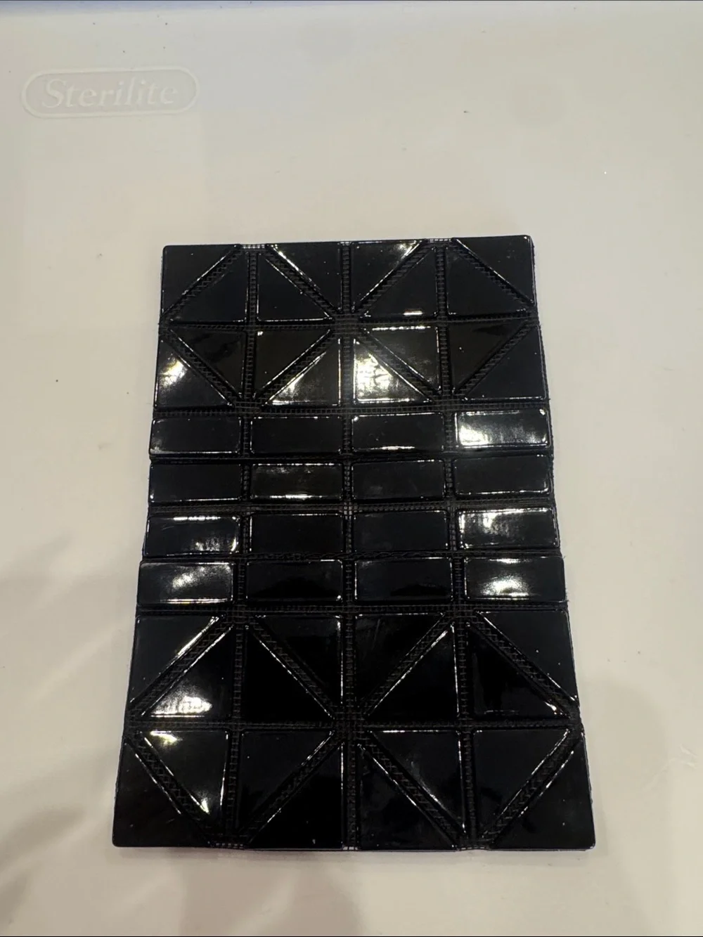 Issey Miyake Black Geometric Patent Wallet